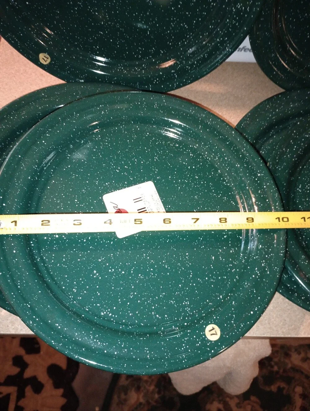 Large Lot Of Cinsa Green Speckled Enamel Camping Cookware